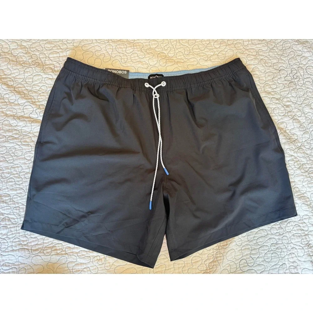 Bonobos Mens Swim Short 7 Inch Inseam Black Mesh Liner‎ 4-Way Stretch XXL